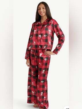 Girls' Red Plaid Snoopy Pajama Set